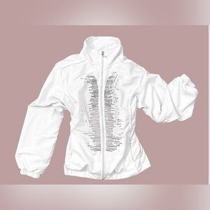 Three Hearts White Zip-UP JACKET WITH SILVER GLO POP DECOR LG